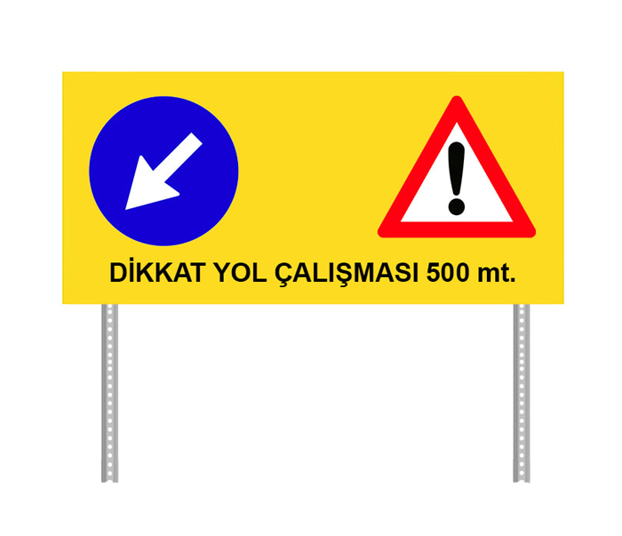 Dikkat Yol Çalışması Soldan Gidiniz Levhası Trafik Tabelası